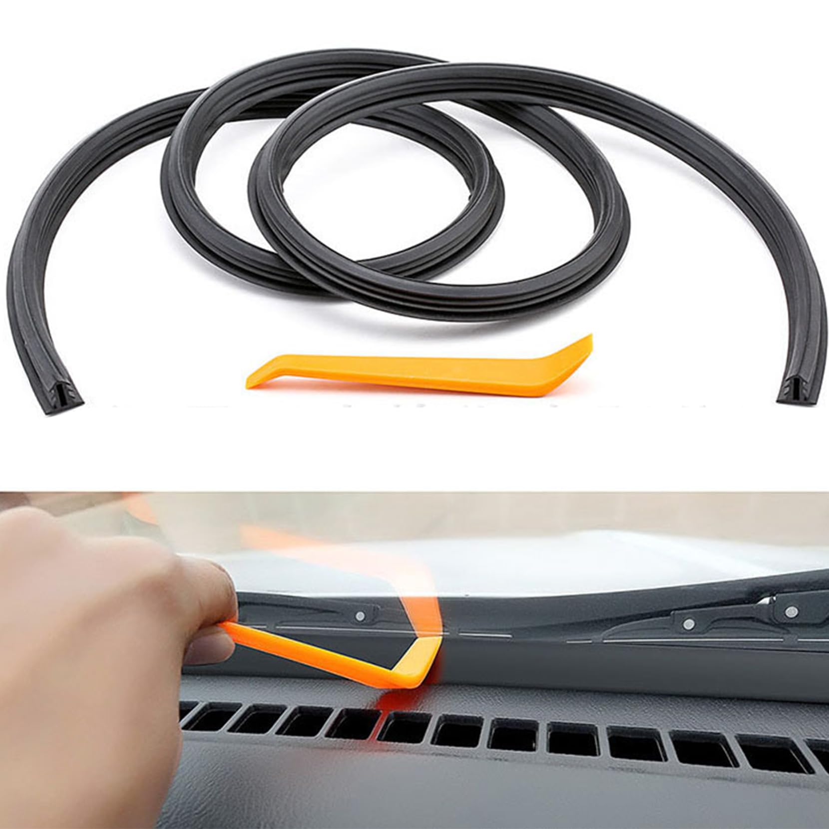 Fogfar Pack-1 Universal Car Slit Windshield Trim Strip, 5.24Ft Car Rubber Seal Protector Guard Strip, Suitable for Cars, Trucks, Boats, RVs (Black)