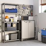 Keter Armadio Basso Titan, da interno ed esterno, 2 Ripiani Regolabili, Grigio, 80x44x100 H Cm - 5