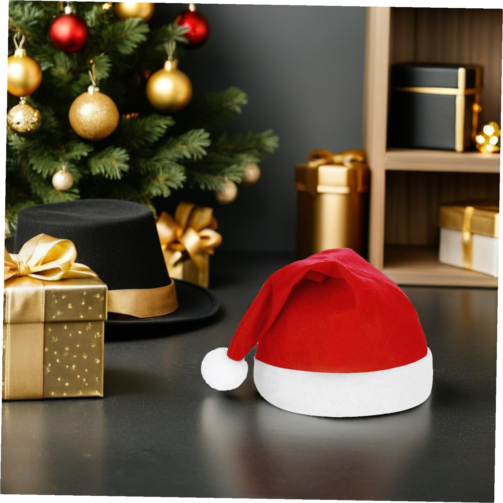 LABRIMP 25 Stück Teiliges Weihnachtsmützen aus Weichem Dickem Vliesstoff Klassische Rot-weiße Santa-hüte Ultraleicht und Tragbar als Festliche Kopfbedeckung und Weihnachtsdekoration für