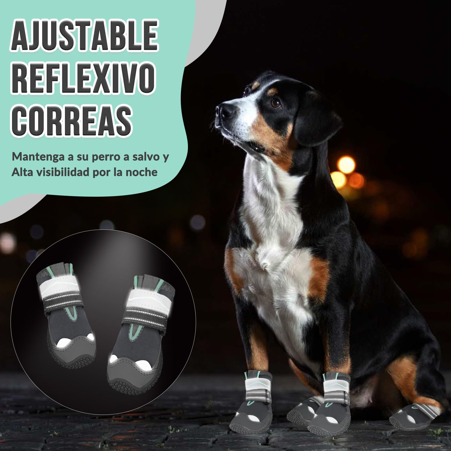 SlowTon Zapatos de Perro protección de la Pata, Zapatos de Perro Impermeable con Suela Antideslizante, Cierre de Reflectante Ajustable Botas de Invierno para Perros pequeños, medianos y Grandes