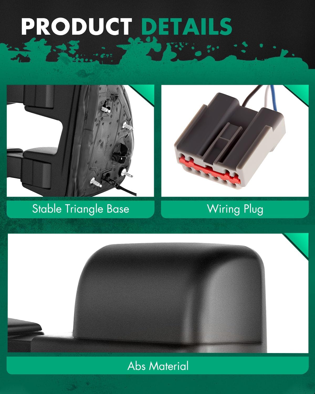 SCITOO Tow Mirror Compatible with for 2003-2007 For Ford For F250/F350/F450/F550 2003-2005 For Ford Excursion Pickup Truck Manual Adjusted No Heated Turn Signal Light Black Towing Mirror LH