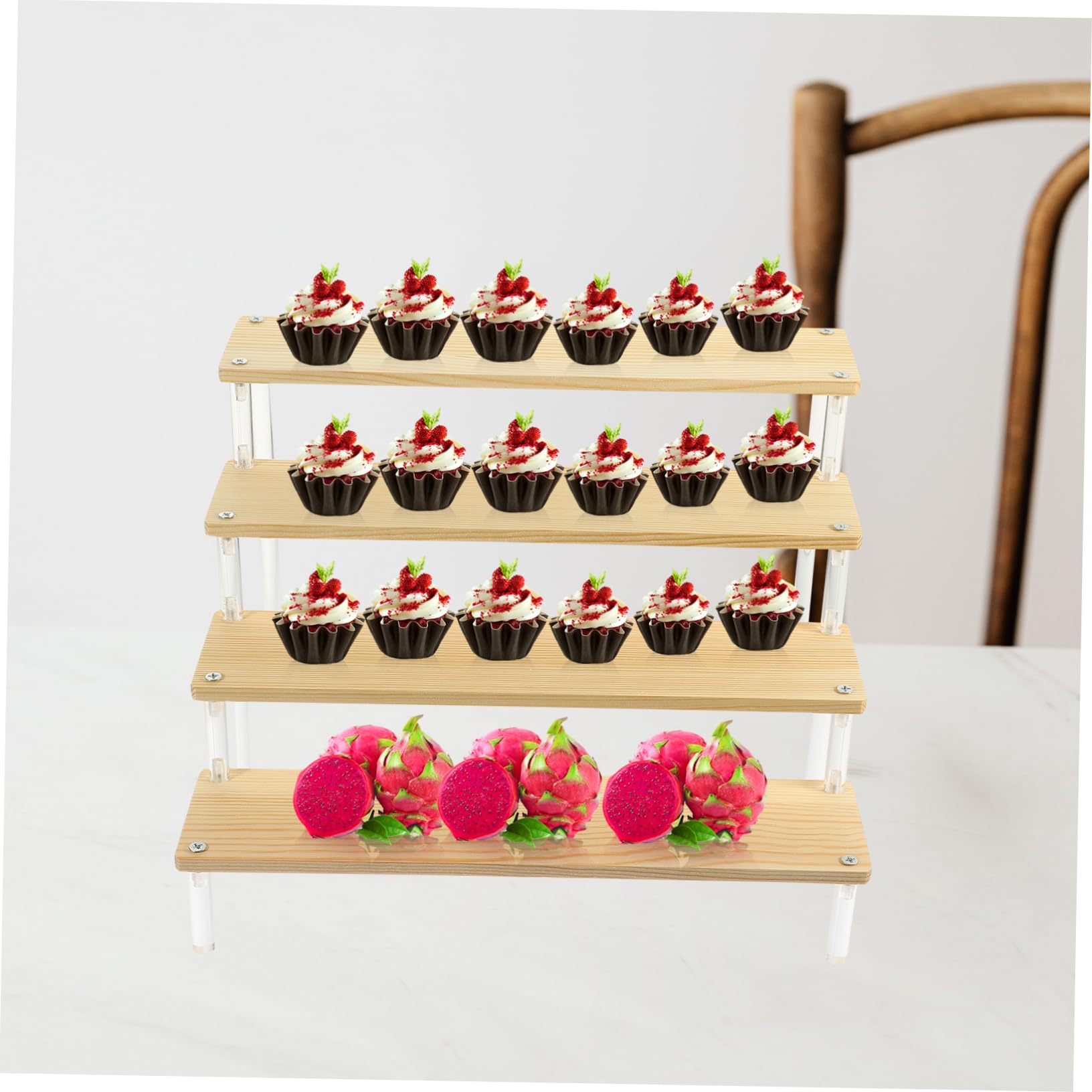 TOPPERFUN Mug Display Shelf Display Shelf Stand Display Rack Tier Display Stand Product Organizer Product Display Stand Figurine Display Shelf Clear Display Stands Tiered Shelves Acrylic