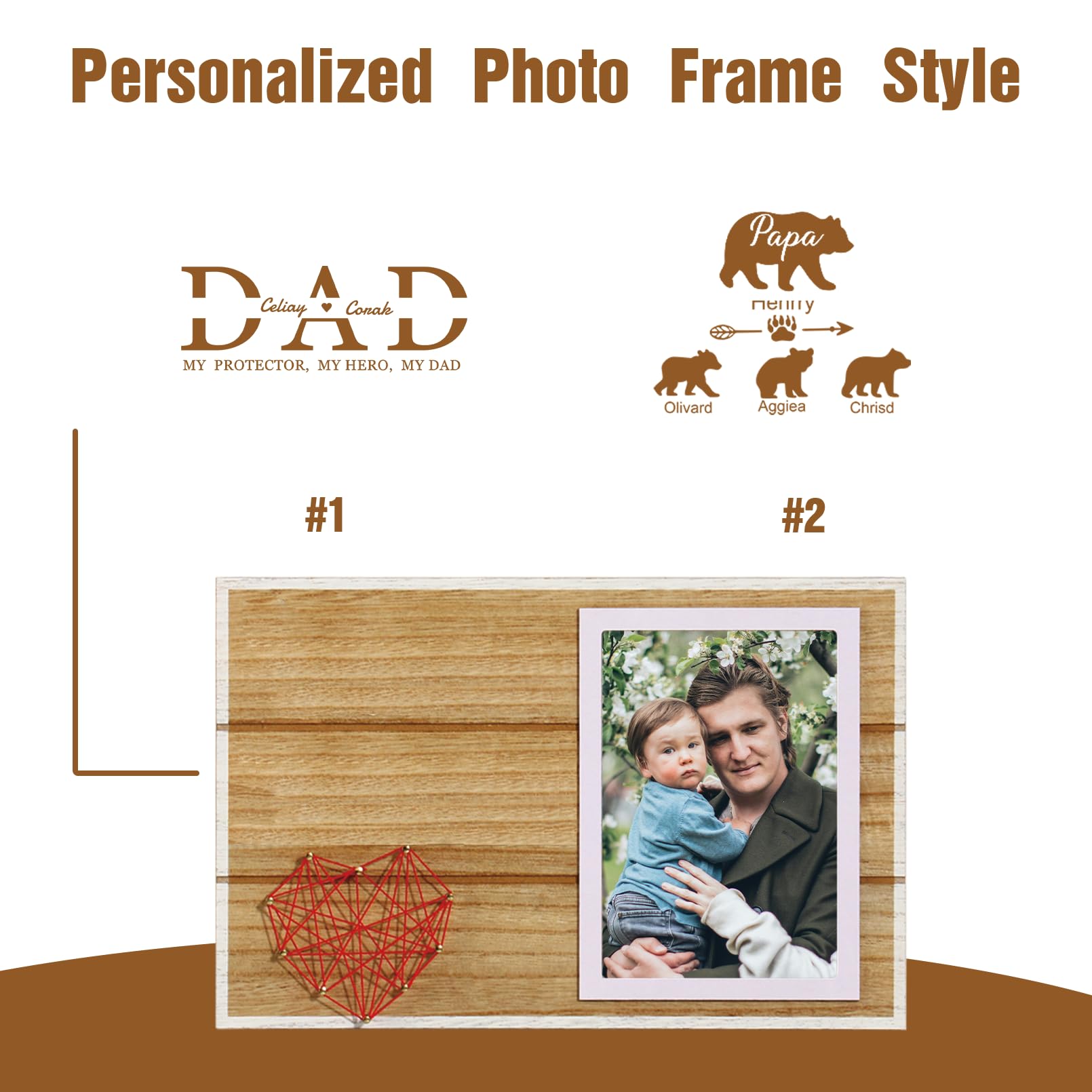 Dinikally Personalized Heart Photo Frame - Handmade String Art, Ideal Parental Gift (white string)