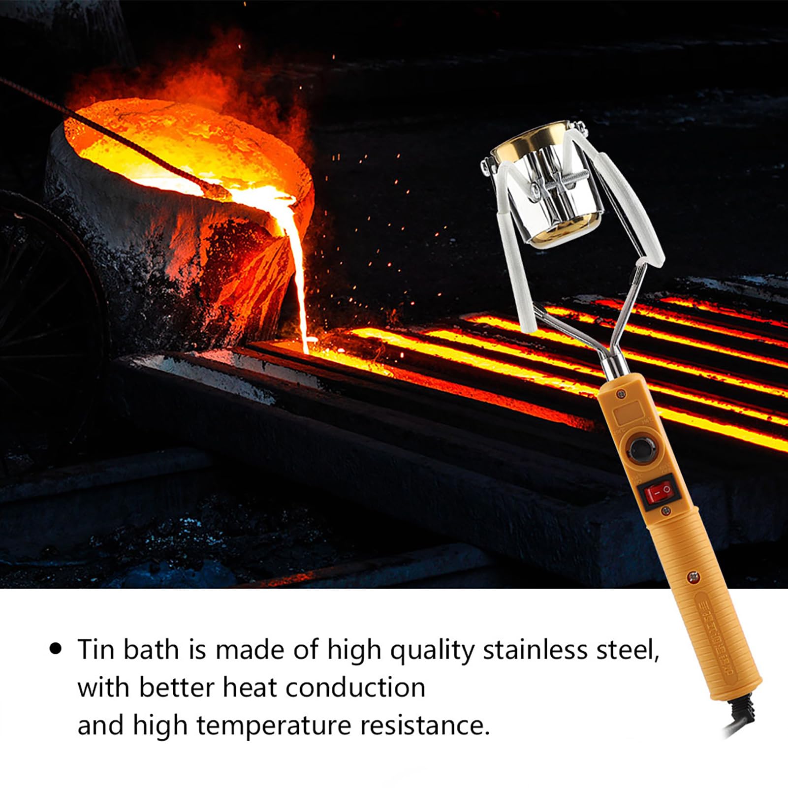 Pot De Soudure, 280w 220v Four À Étain Électrique Portable Pour Pot De Soudure Avec Contrôle De La Température Transformateurs Broche De Bobine Étamage Transformateurs Électroniques (Prise Ue)