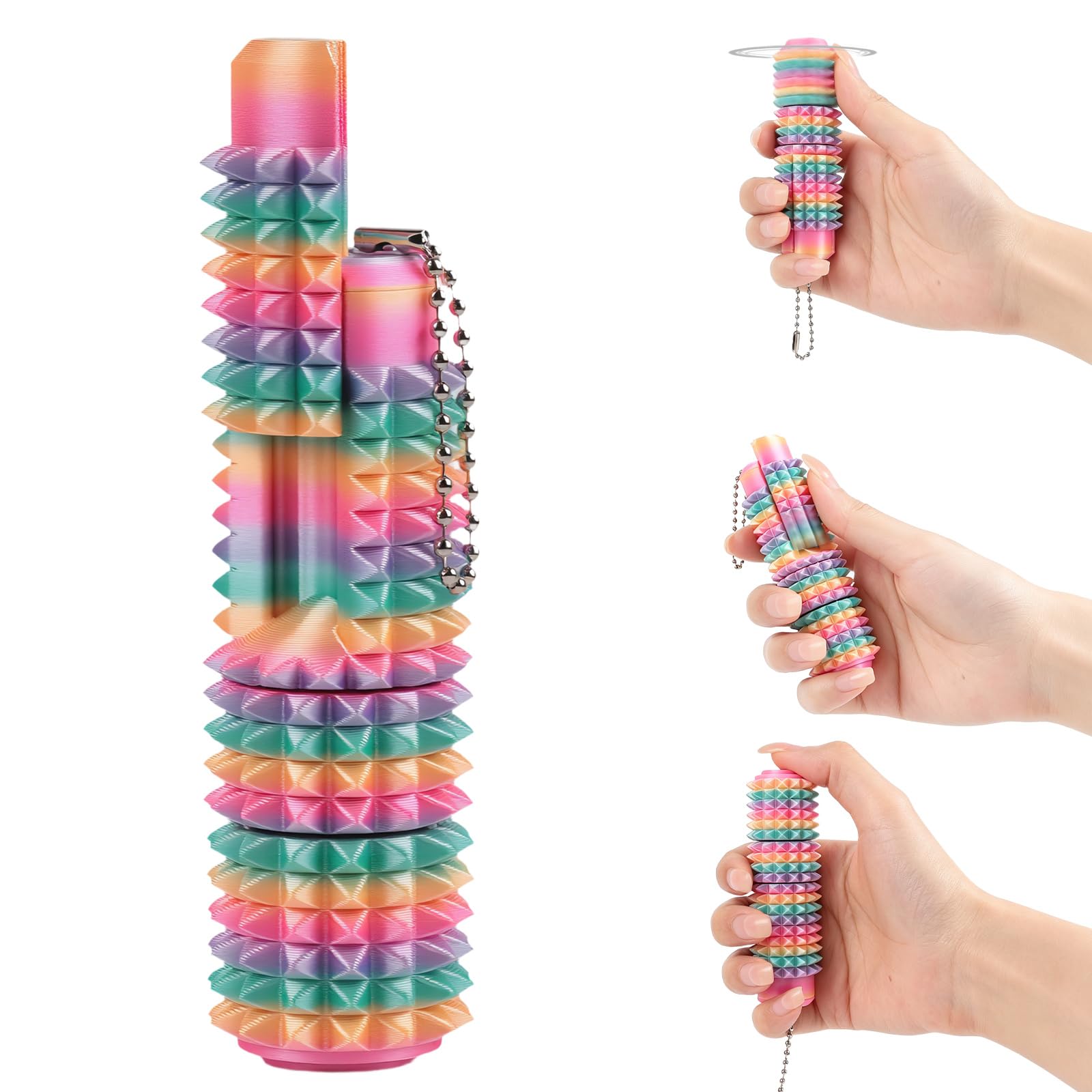 Little Ouchies Spiky Fidget Toy - 5-in-1 Pain Fidget Toys with Clicker Button, Slider, Spinner, Pain Stim Fidget Anxiety Relief for Adults, 3D Printed Fidget Toys Fidget Slider for Autism, Cool Stuff