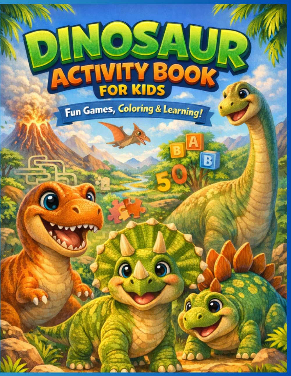 dinosaur activity book for kids: 3-5 (Dino Fun Adventure Series)