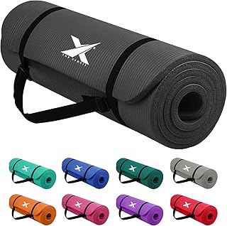 Xn8 Sports Yoga mat 10mm & 15mm Thick NBR Exercise Mat - Non-Tearable Pilates Mat with Extra Carry Strap- Yoga Mats for Wo...