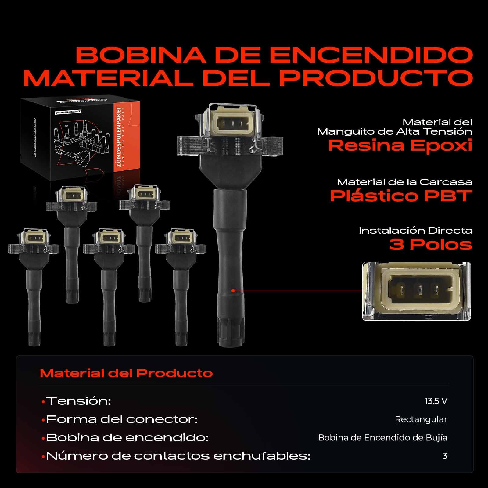 Frankberg 6 bobinas de encendido módulo de encendido 12131726176 | Compatible con: Serie 8 E31, Serie 3 E36, Serie 3 Coupé E36, Serie 7 E38, Serie 3 Convertible E36, Serie 5 E34