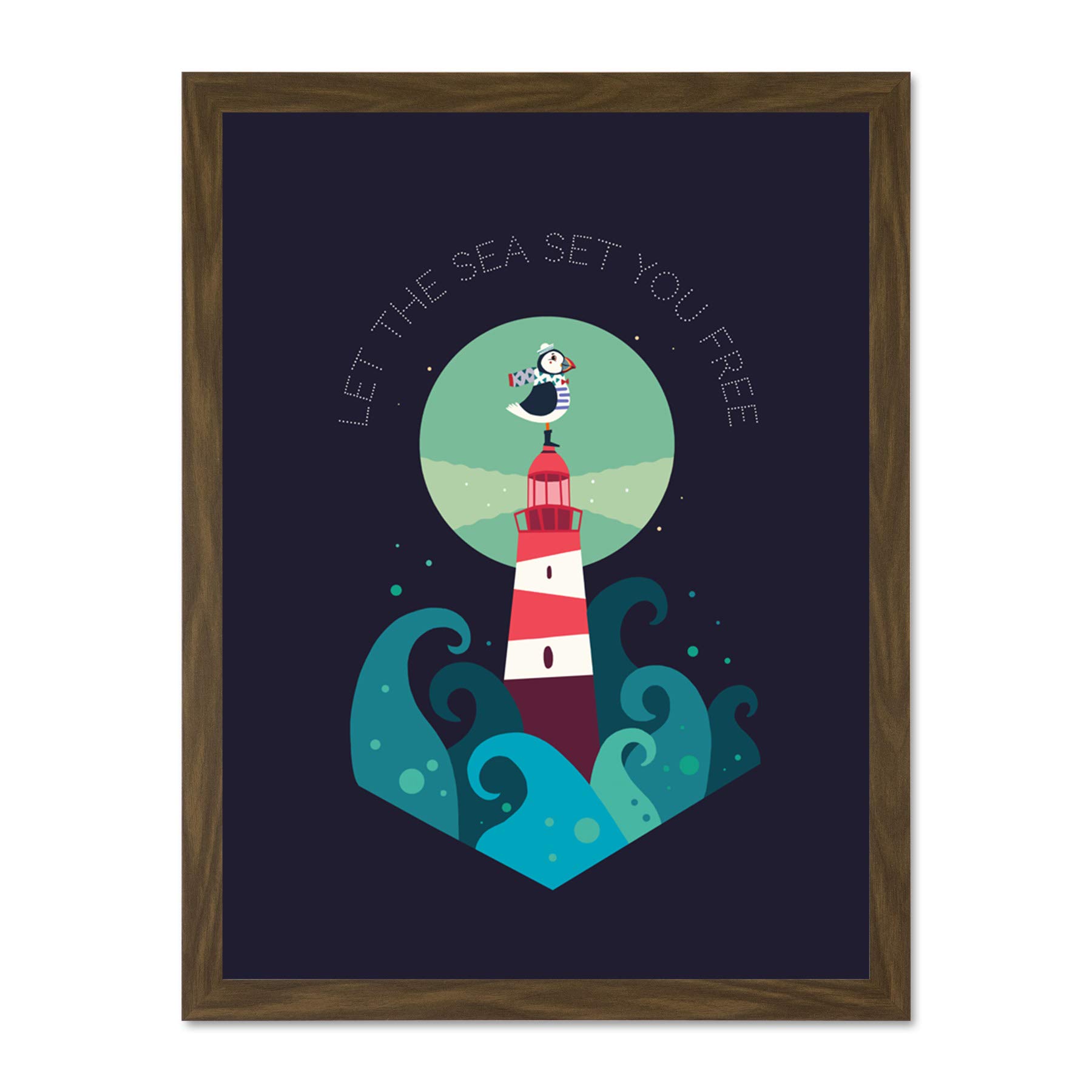 Wee Blue Coo Lighthouse Sea Free Large Framed Art Print Poster Wall Decor 18x24 inch