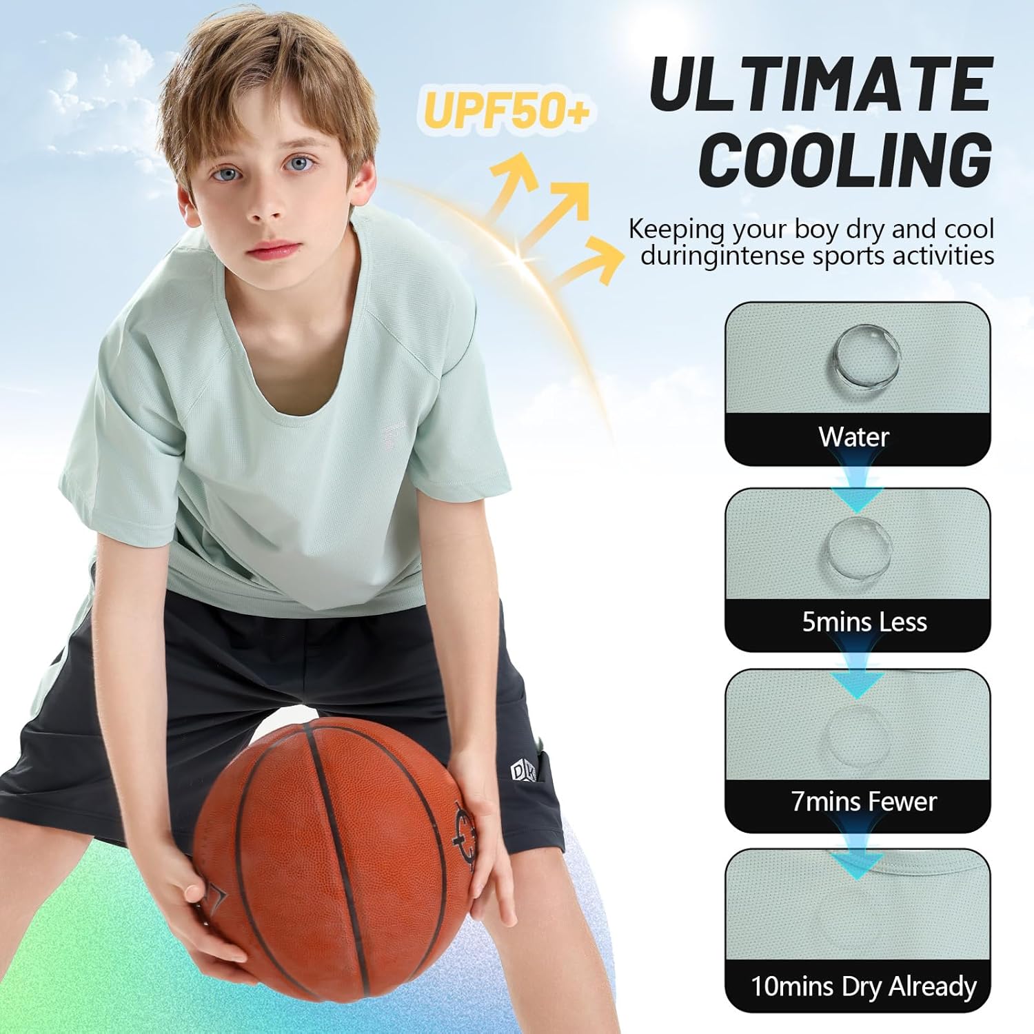 Boys Active Shorts Set - Comfortable 2 Piece T-shirt & Mesh Shorts Summer Outfit (4-13) - Image 4