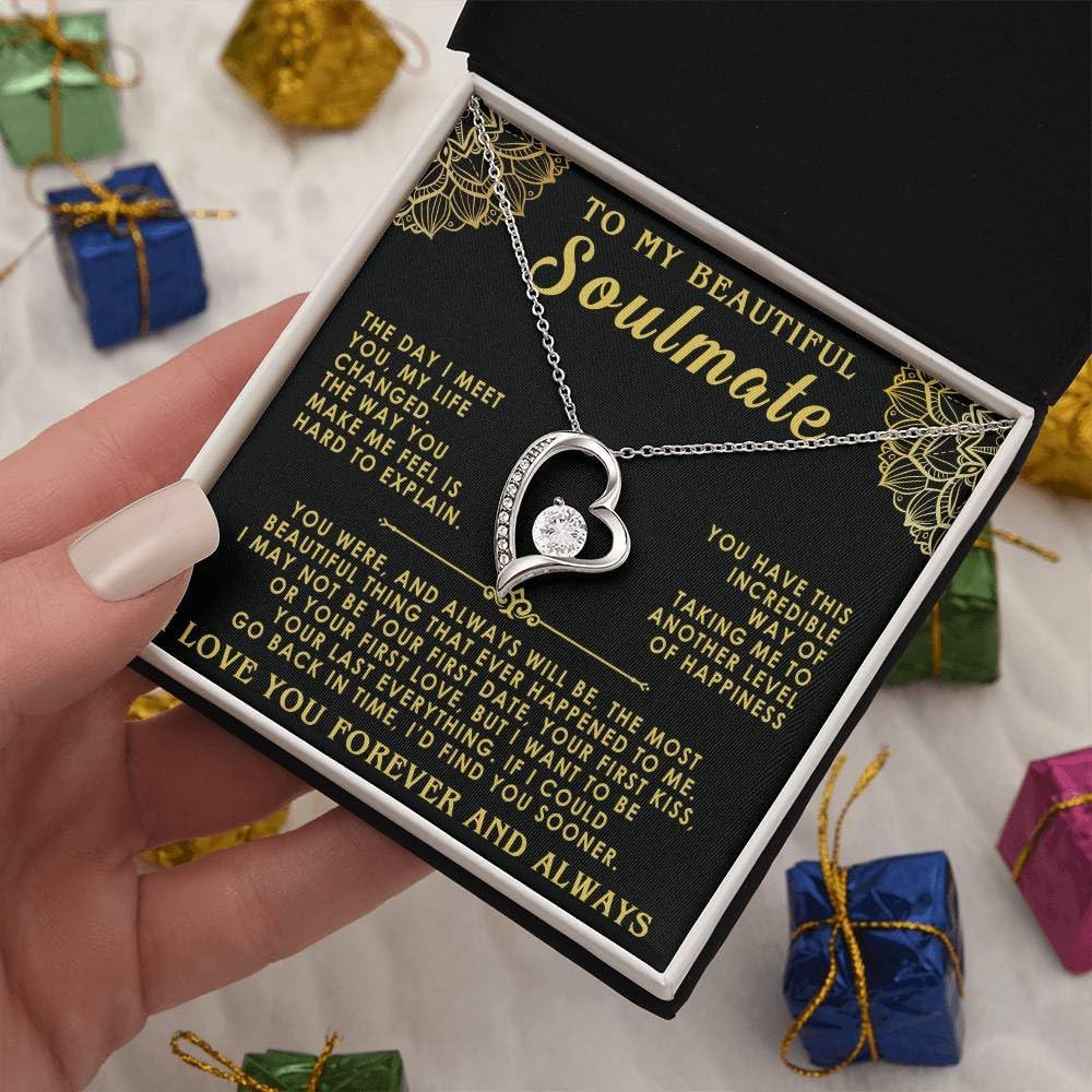 VIRAGIL To My Soulmate Necklace, Gifts For Soulmate Romantic, Wife Birthday Gift Ideas Necklace, Necklace For Wife From Husband, Message Card and Gift Box, Valentine Gift for Girlfriend - Image 2