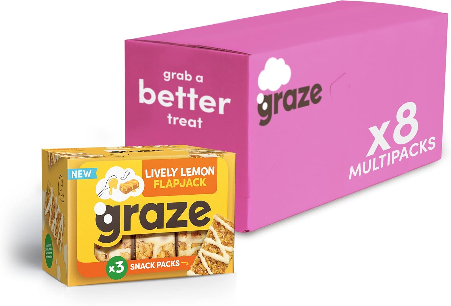 Graze Lively Lemon Flapjack High in Fibre Vegetarian snacks Oat