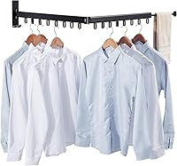 Vista 1 de Estante de secado de ropa retráctil, montado en la pared, plegable, ahorrador de espacio, con toallero, fuerte carga para balcón, lavandería, baño