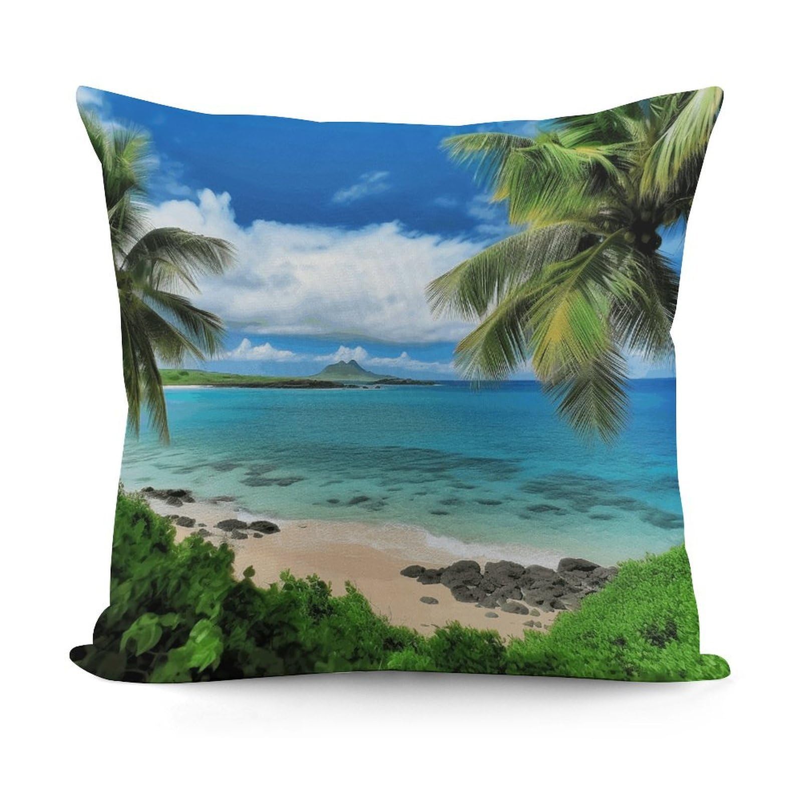 VstaDank Decorative Tropical Palm Tree Hawaii Beach Throw Pillow Covers Luxury Soft Pillowcases Fluffy Plush Accent Pillow Cases Personalized Square Lumbar Pillows Shells for All Seasons 18" X 18"