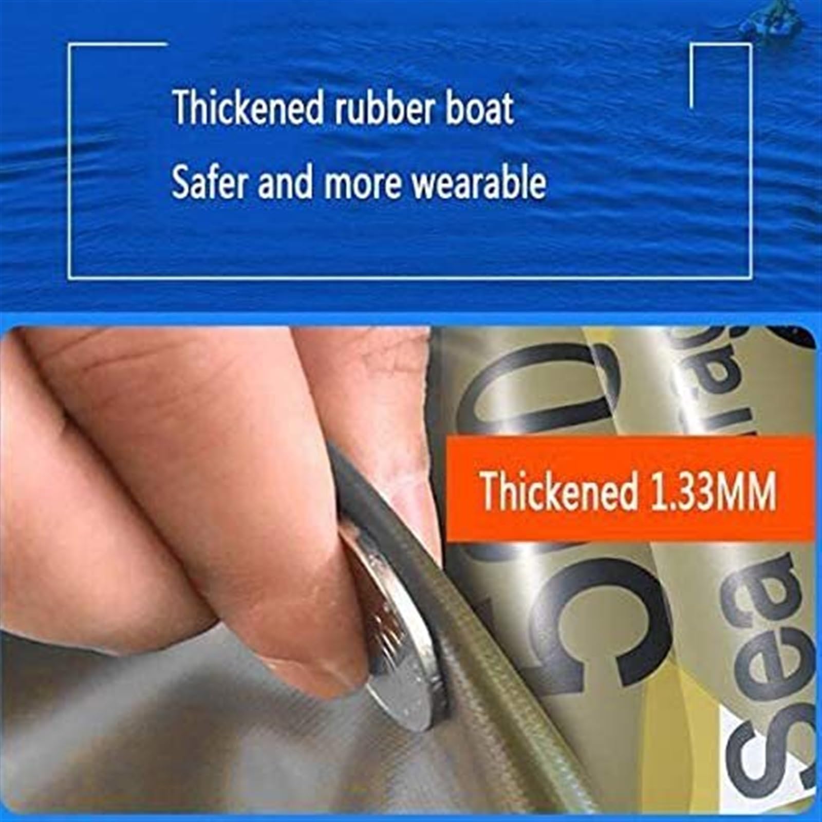 INUUXLG Inflatable Boat, 4 Person Touring Kayaks, Fishing Rubber Boat, Portable Dinghy Raft with Paddles, Swimming Beach Pool