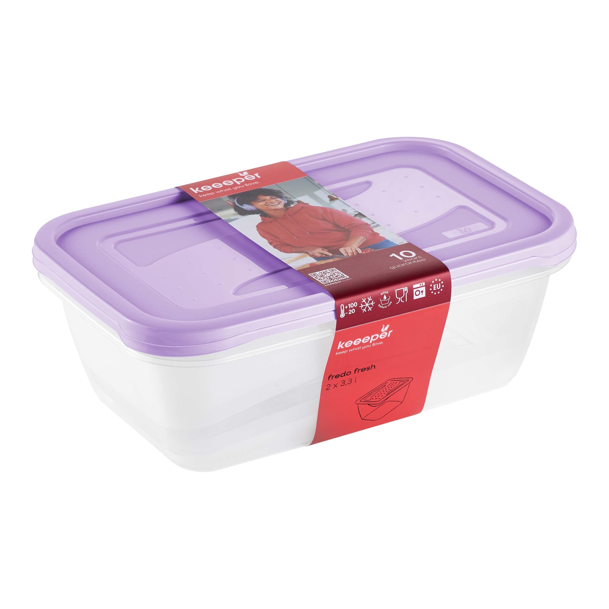 keeeper fredo fresh Frischhaltedosenset, 2-teilig, 2 x 3,3 l, Violett