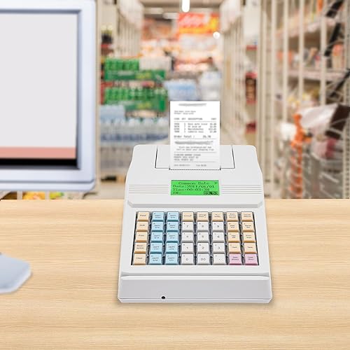 Miniatura 4 de Caja registradora electrónica para pequeñas empresas, caja registradora con sistema POS con 40 llaves e impresora térmica, caja registradora