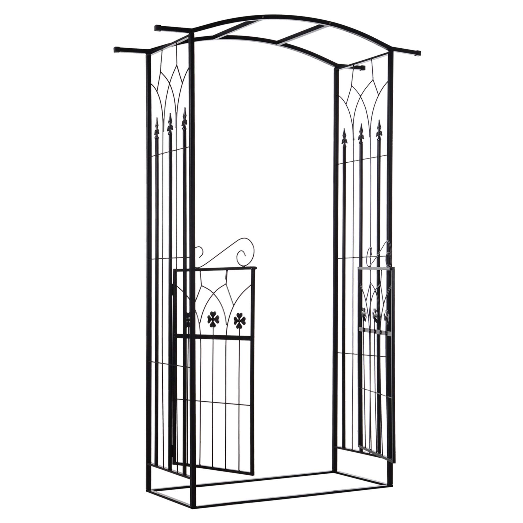 Outsunny Garden Outdoor Entrance Arch with Door Outdoor Patio Decoration for Rose Trellis Arbour Climbing Plant 131L x 49W x 200Hcm | Outdoor Patio Decoration, for Rose, Trellis Arbour, Climbing Plant