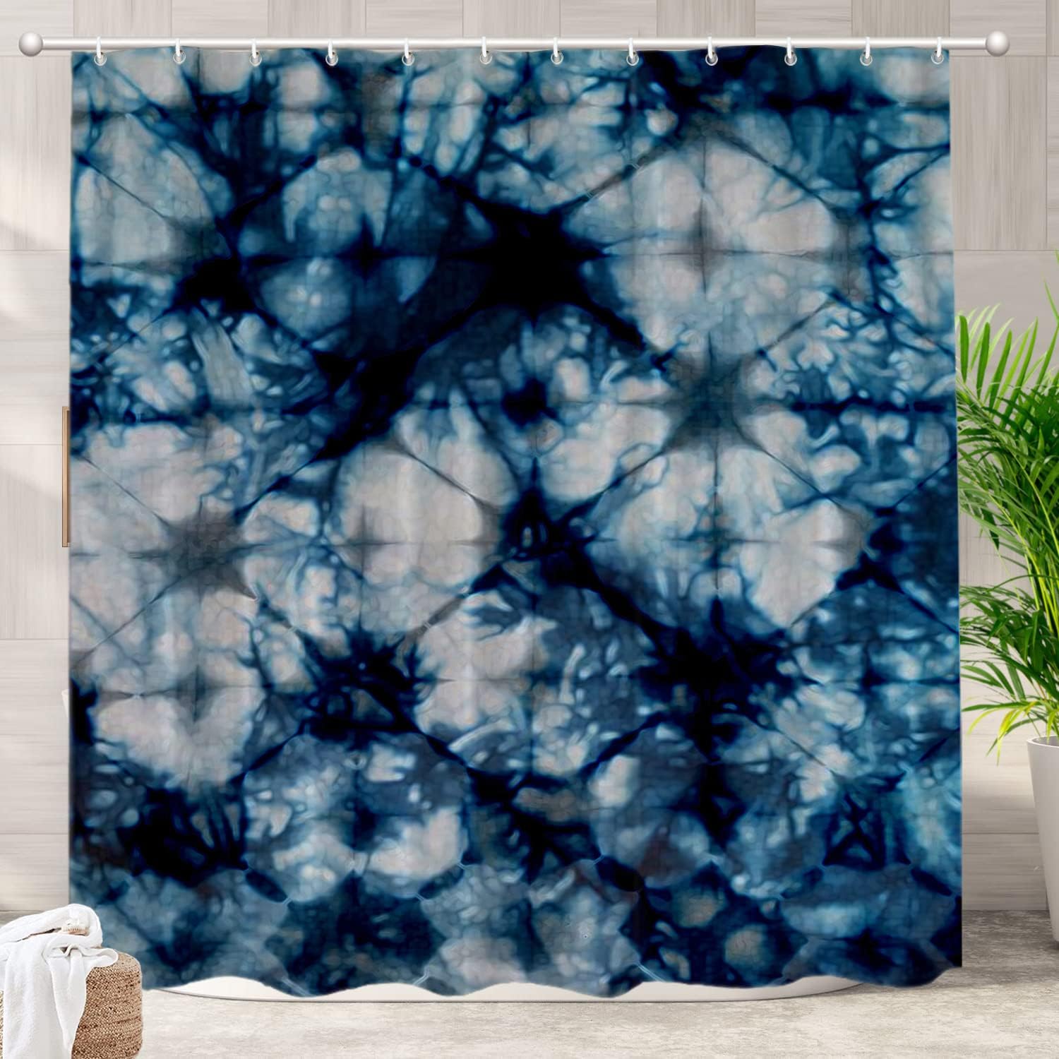 Batmerry Modern Art Blue Color Decorative Shower Curtain