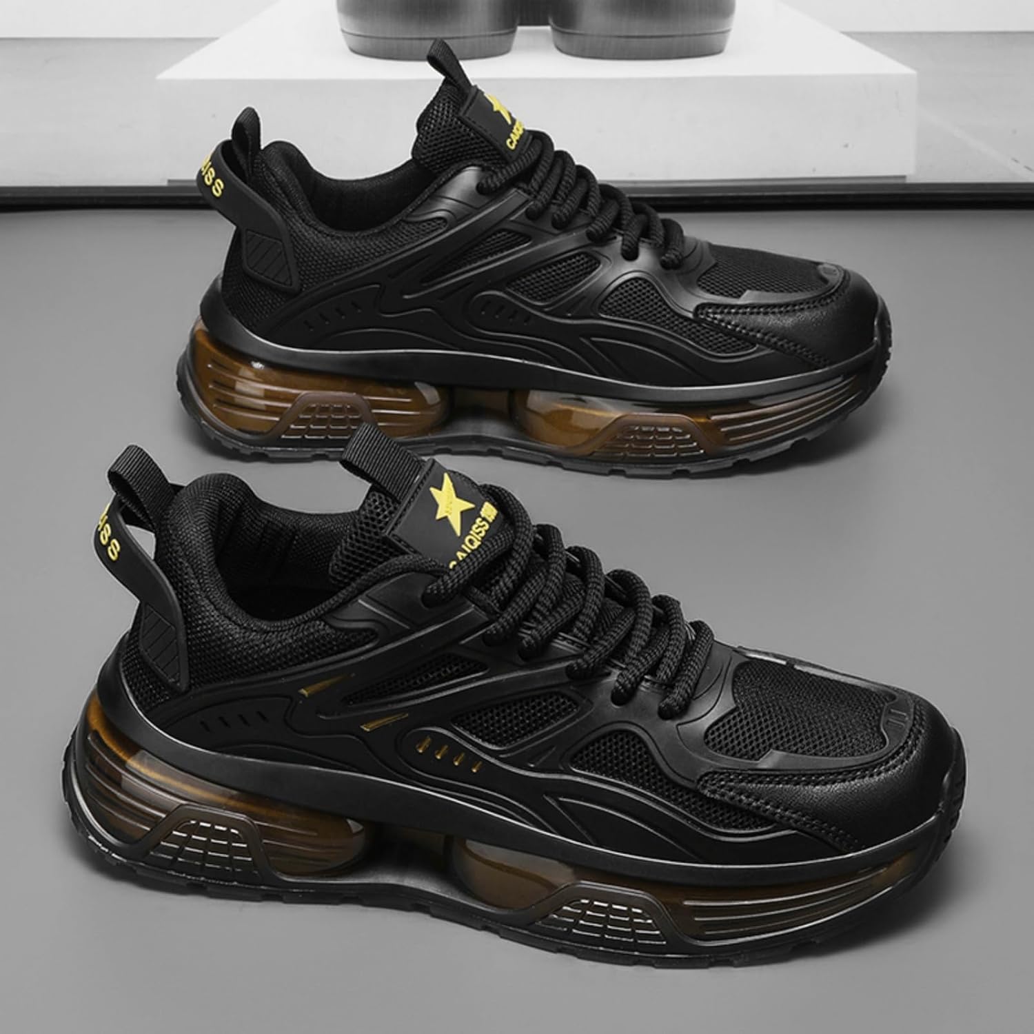 Men's Chunky Sneakers: Mesh Breathable Upper, Air Cushion Sole, Sleek Structural Detailing—Trendy Casual Style for Daily Wear, Street Outfits & Urban Fashion Ensembles - Image 5