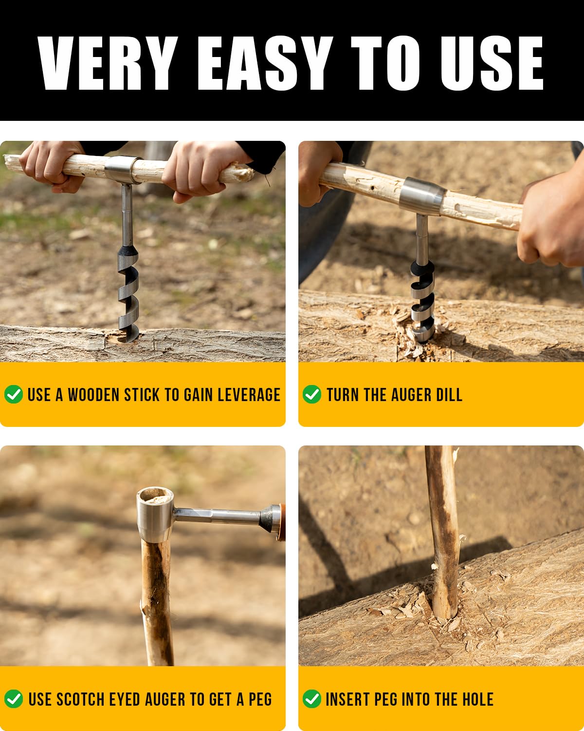 Upgrade Bushcraft Tools, 1 X 10'' Hand Auger Wood Drill, Sha -6 Upgrade Bushcraft Tools, 1 X 10'' Hand Auger Wood Drill, Sha -6