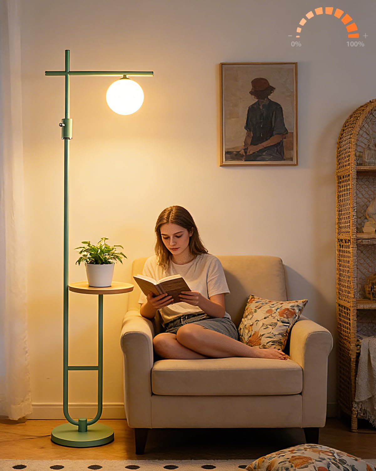 Lightdot Floor Lamps with Table, 66IN Dimmable Modern Standing Tall Lamp