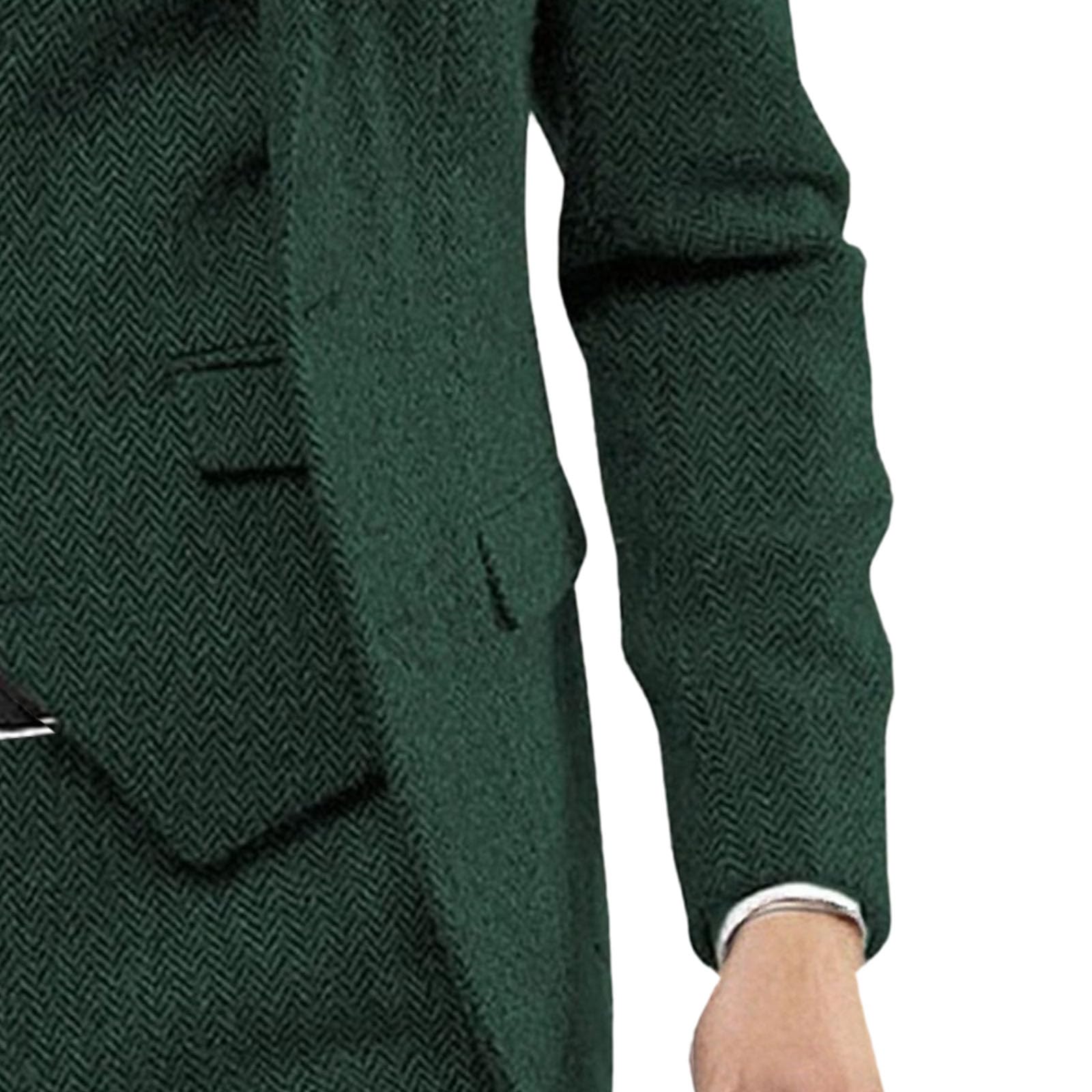 Costume élégant en Tweed à Chevrons pour Homme, idéal pour Un dîner, Un Mariage ou Bal de Promo. Ensemble 3 pièces avec Revers Pointus.
