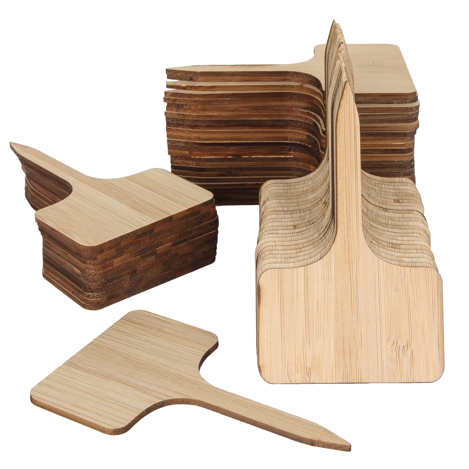 ZIQI 100Pcs Wooden Plant Labels, Eco-Friendly T-Type Bamboo Plant Labels Tags Garden Plant Markers for Seed Potted Herbs Flowers Vegetables (6 x 10 cm)