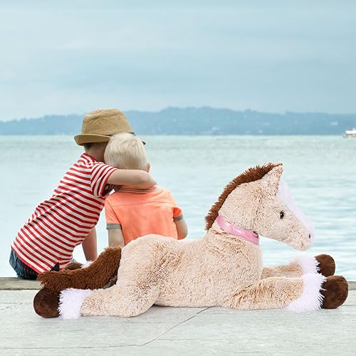 Miniatura 2 de MaoGoLan Animal de peluche de caballo grande, almohada de caballo grande, poni de peluche enorme, almohada de felpa de caballo gigante para niños,