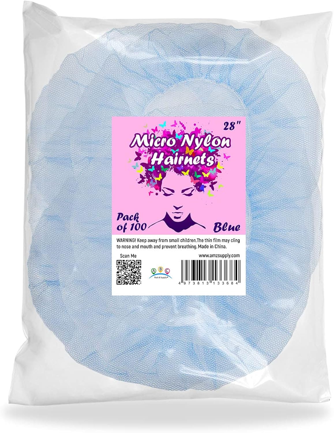 ABC 100 Pack Blue Hair Nets 28 Inch Size. Nylon Hair Caps with Elastic Stretch Band. Disposable Polypropylene Hats Unisex. Protective Hair Covers for Food Service Disposable Hair Net Lightweight. : Tools & Home Improvement