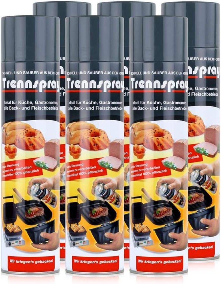 6 x 600ml Boyens Back Trennspray Grillspray - Zum Grillen, Braten & Backen, AirFryer - Antihaftspray, Non Stick Spray für Grillroste, Waffeleisen und Teppenyaki Grills, Kontaktgrill nur für Gewerbe