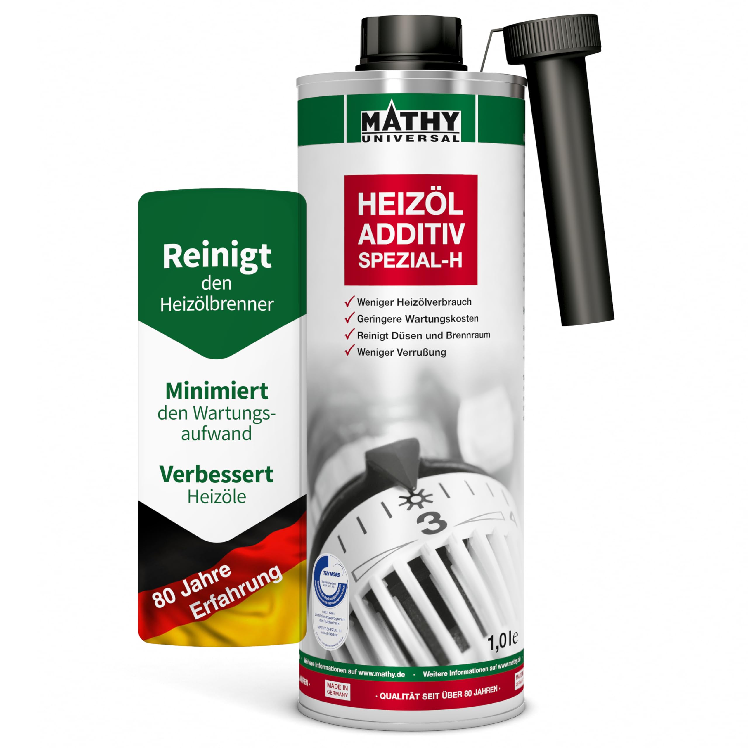 MATHY Spezial-H Heizöl-Additiv (1,0 l) - Zusatz Ölheizung - Schutz des Heizölsystems - Heizung Reiniger - Pflege Ölheizung