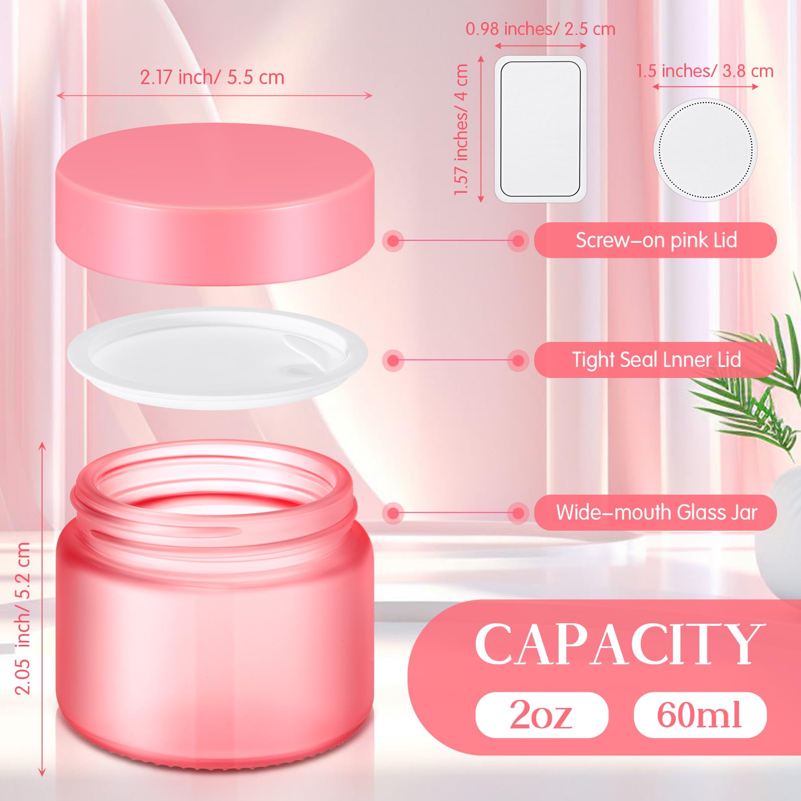 Layhit 2 oz Glass Jars with Airtight Lids