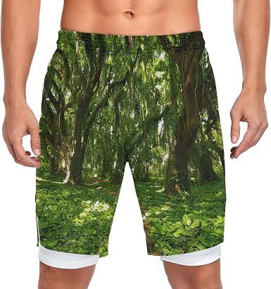 JUYONSEN Pantaloni corti sportivi da uomo modello verde natura paesaggio :  Amazon.it: Abbigliamento