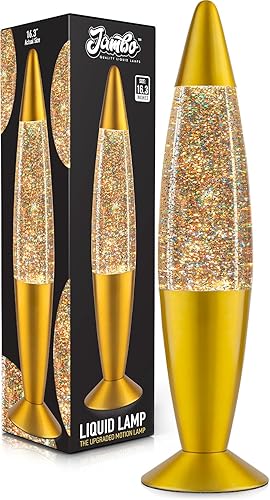 Miniatura 11 de JAMBO Hermosa lámpara líquida con puertos USB, luz de movimiento de 16" con líquido azul y cera morada, luz nocturna relajante, luz ambiental para