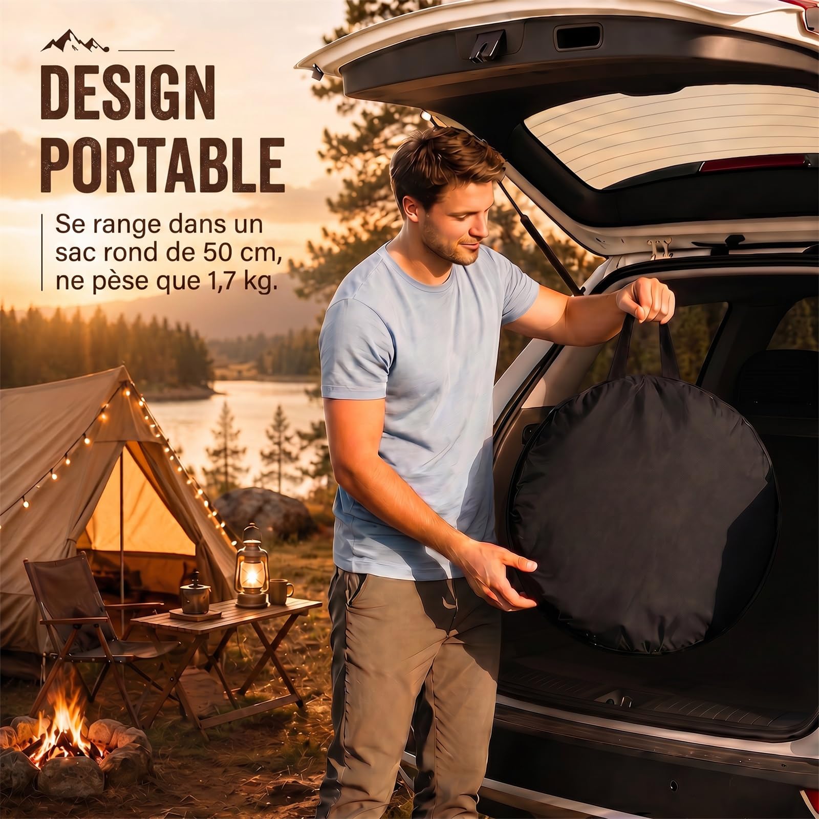 WolfWise Tente de Douche Pop Up Toilette Cabinet de Changement Camping Abri de Plein Air Vestiaire Extérieure Intérieure Portable, Largeur 39" (98 cm), Hauteur 69" (175 cm), Noir
