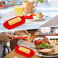 Vista 6 de Mantequillera con tapa y cuchillo, versátil y elegante plato de mantequilla para encimera y refrigerador, soportes cubiertos para barra
