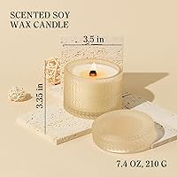 Vista 3 de Velas perfumadas de vainilla y coco, velas de soja con mecha de madera crepitante, naturales, sin tóxicos, 7.4oz de cera de soja, 55 horas