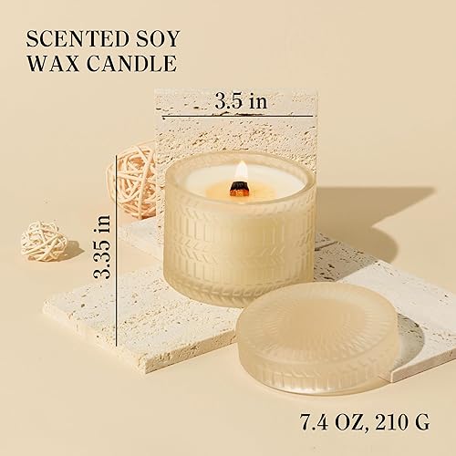 Miniatura 6 de Hidden Label Vela decorativa en frasco, rosa y sándalo + velas perfumadas de vainilla y coco, velas con mecha de madera