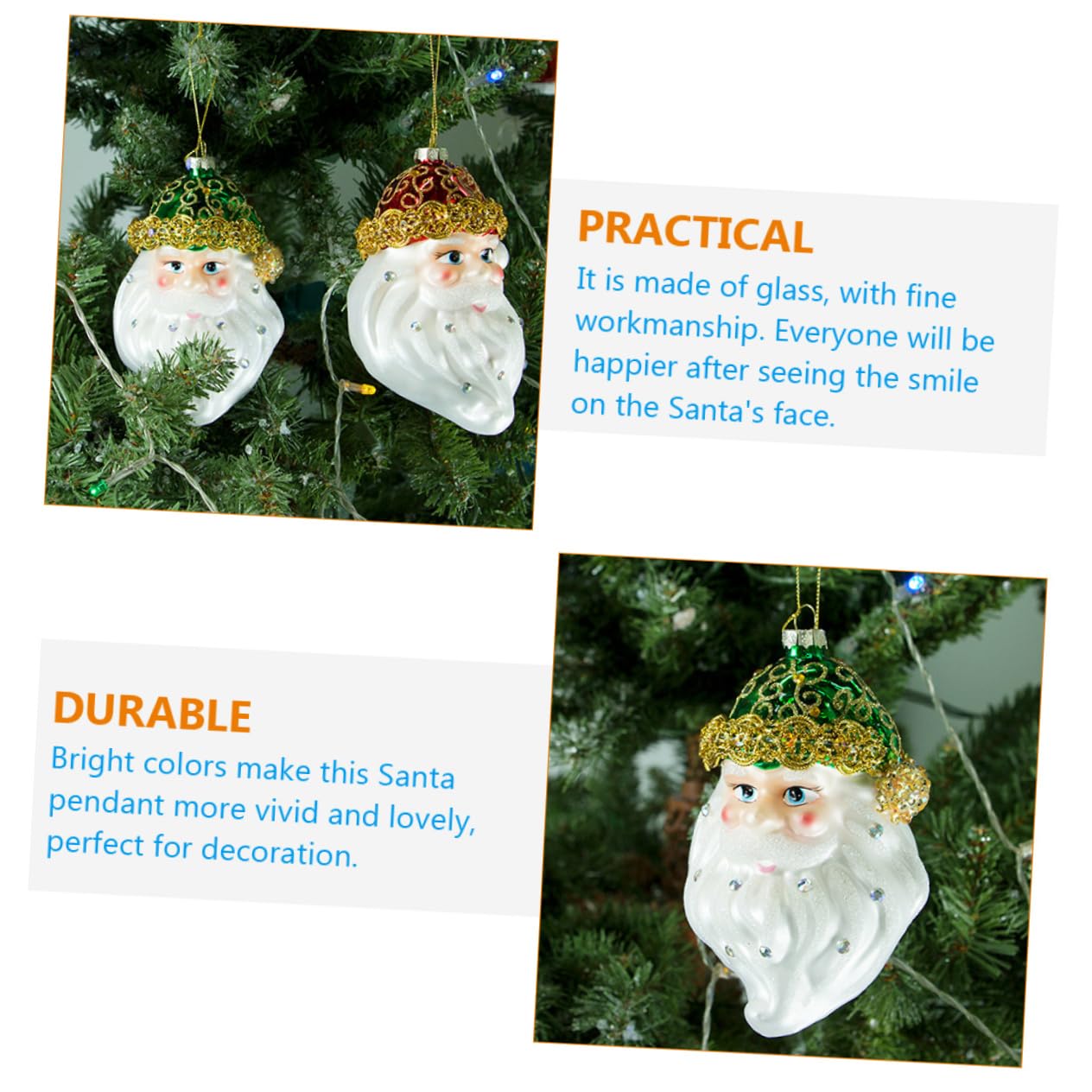 Ciieeo 4 Stück Weihnachtsmann-Ornamente Bruchsichere Weihnachtskugeln Christbaumschmuck weihnachtsdeko weihnachtsbaumdeko Weihnachtsbaum anhänger Weihnachtsbaum hängende Ornamente Glas