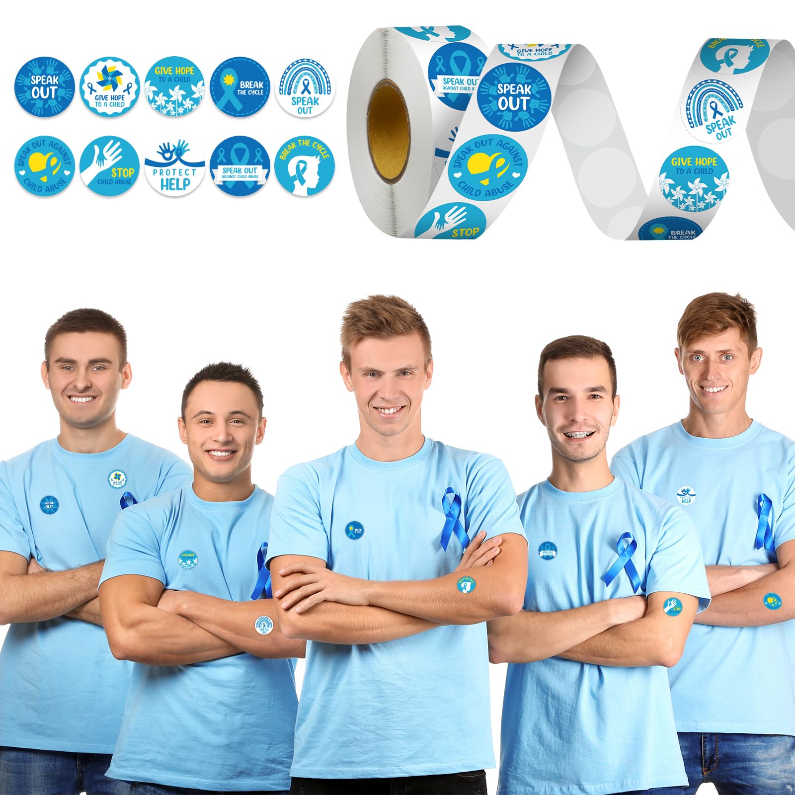 Snapklik.com : 1000 Pcs Child Abuse Awareness Stickers For Kids Roll ...