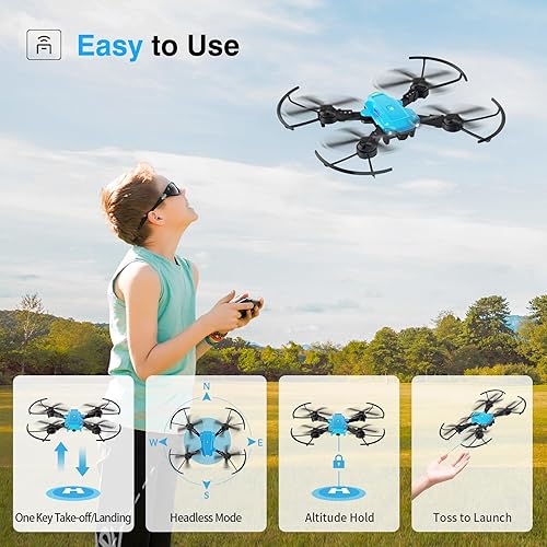 Miniatura 7 de ATTOP Mini dron con cámara - Drones FPV para niños, RC Quadcopter Kids Drone con aplicación FPV Video, control de voz, retención de altitud, modo