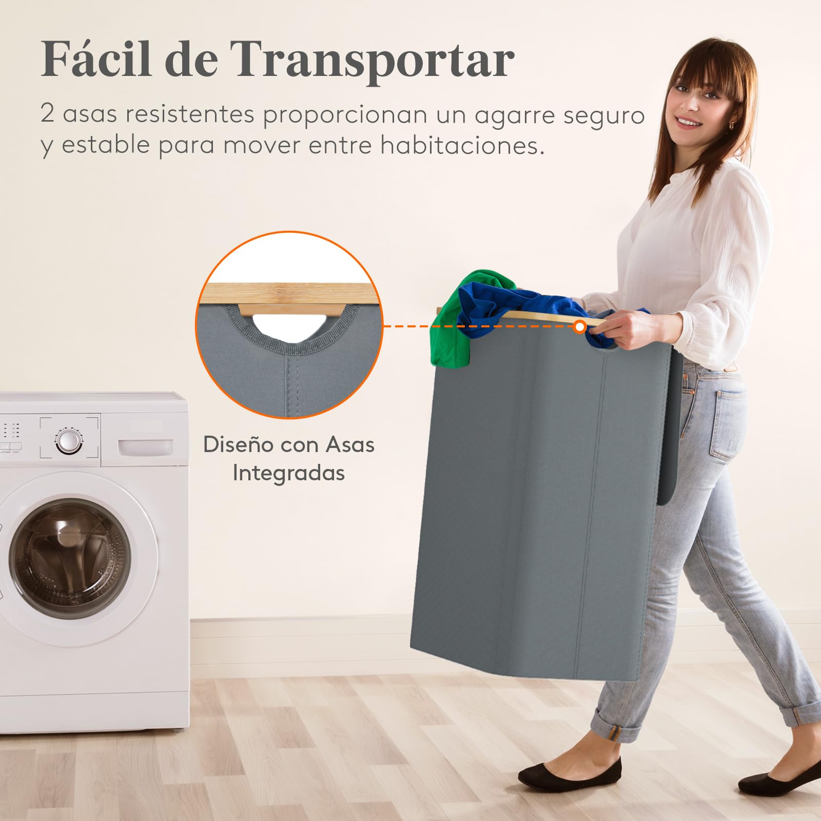 Lifewit 170L Cesto Ropa Sucia con Tapa, Grande Cesta para la Ropa Sucia con 3 Compartimientos y 3 Bolsas, Cubo Ropa Sucia para Dormitorio, Baño y Lavadero, Gris Claro
