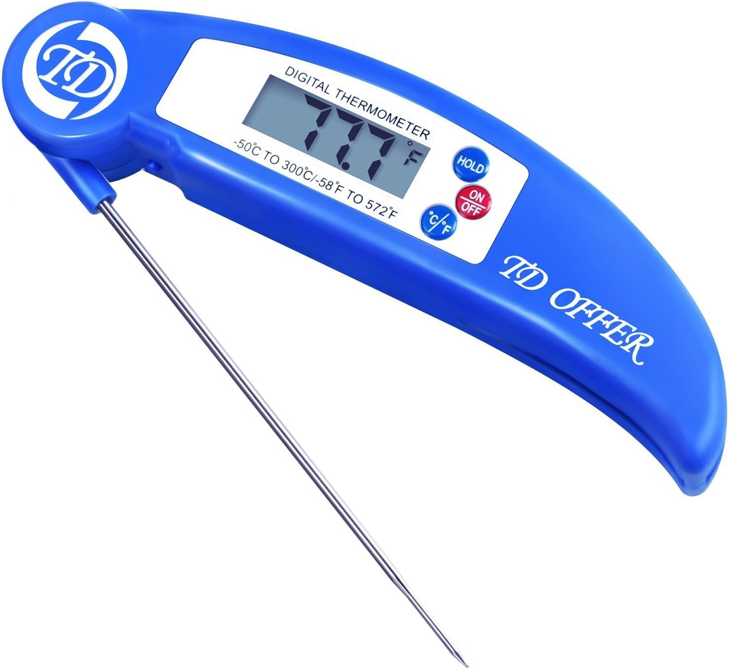 Digital Meat Thermometer Instant Read Best Cooking Thermometer with Probe for Kitchen BBQ Oven Grilling Coffee Candy Liquid and Food,Blue