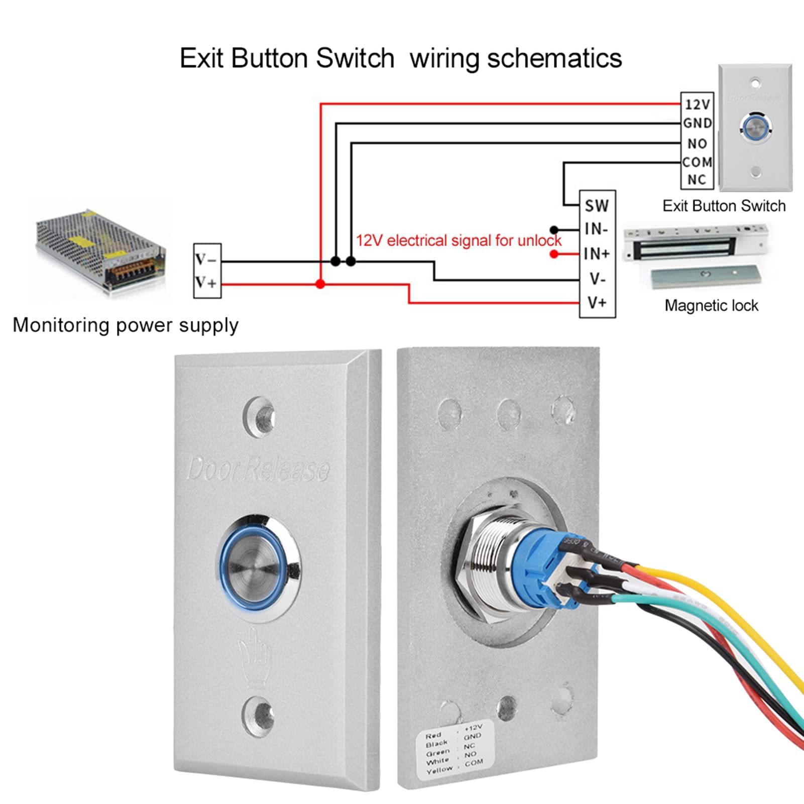 Contrôle d'accès de porte 12 V - Bouton de sortie, d'ouverture et de déverrouillage désactivé - Système de contrôle d'accès