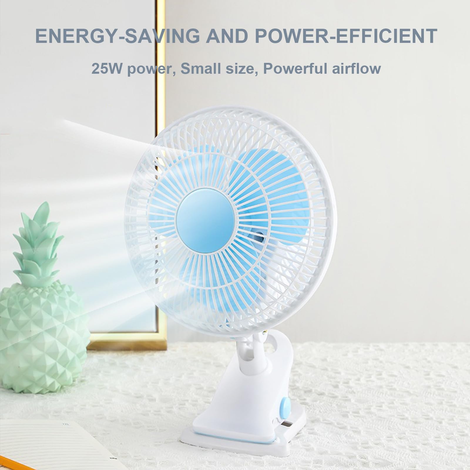Ventilatore da scrivania con clip da 9 pollici, mini ventilatore silenzioso