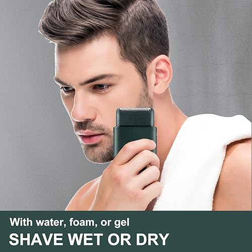 Miniatura 2 de Maquinilla de afeitar eléctrica para hombres, mini afeitadoras eléctricas de aluminio con recortador de barba, afeitadora inalámbrica en seco y