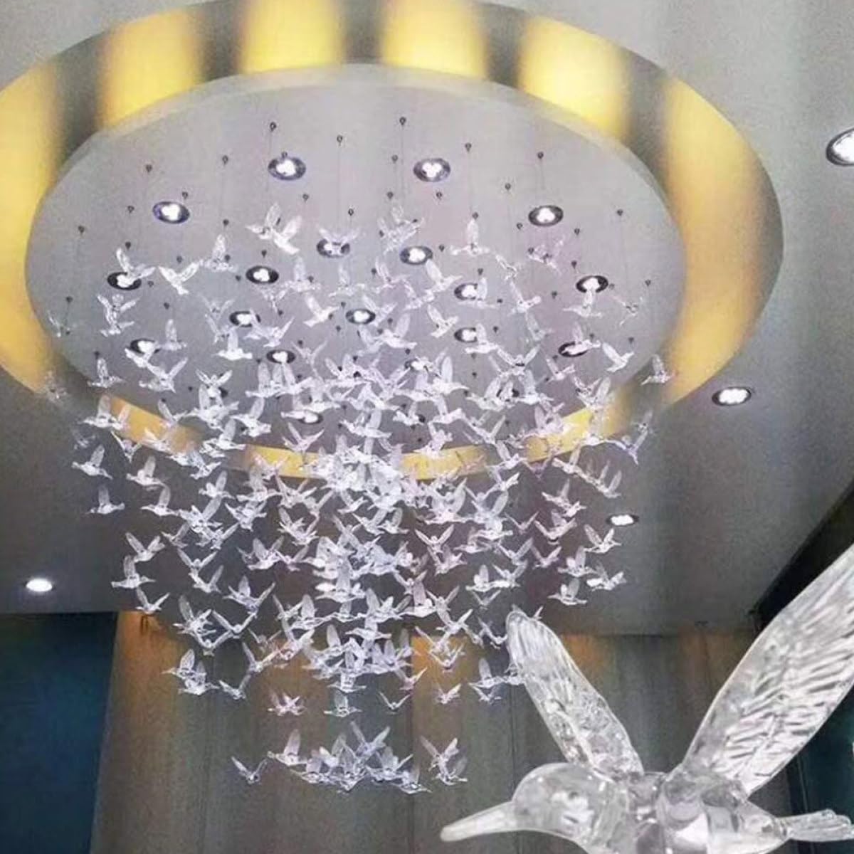 Levemolo 20 Stück Transparente Acryl Hängedekoration 10cm Fliegende Vogel Ornamente für Hochzeit Fenster Wohnraum Leichte Deckenanhänger