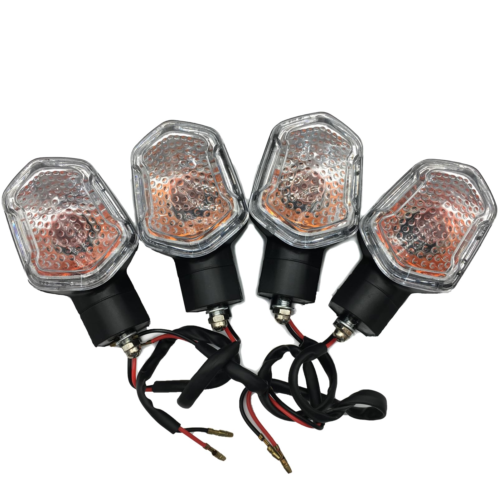4Pcs Front/Rear Motorcycle Turn Signals Compatible with Honda MSX125 | M3 DAX Zoomer-X ZUMA 110C little Monkey Motorcycle 12V 5W Halogen Lamp Light Square Style (Clear Shell)
