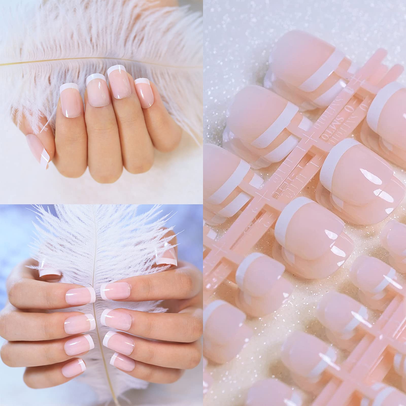 Unghie finte corte e naturali, kit unghie finte, 240 pezzi 12 diverse dimensioni, French Manicure Naturale Manicure Unghie finte e accessori Nail Art Tip Decor Strumenti